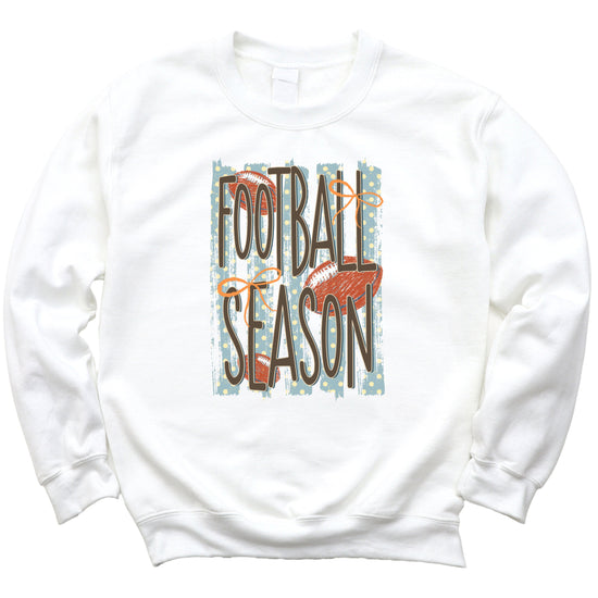 Football Season polka dot White crewneck sweatshirt, view 7
