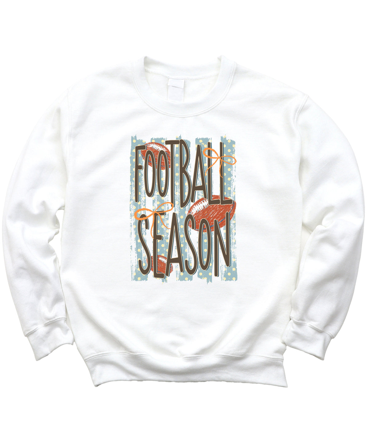 Football Season polka dot White crewneck sweatshirt, view 7