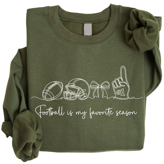 Football is My Favorite Season Army Green crewneck sweatshirt, view 3