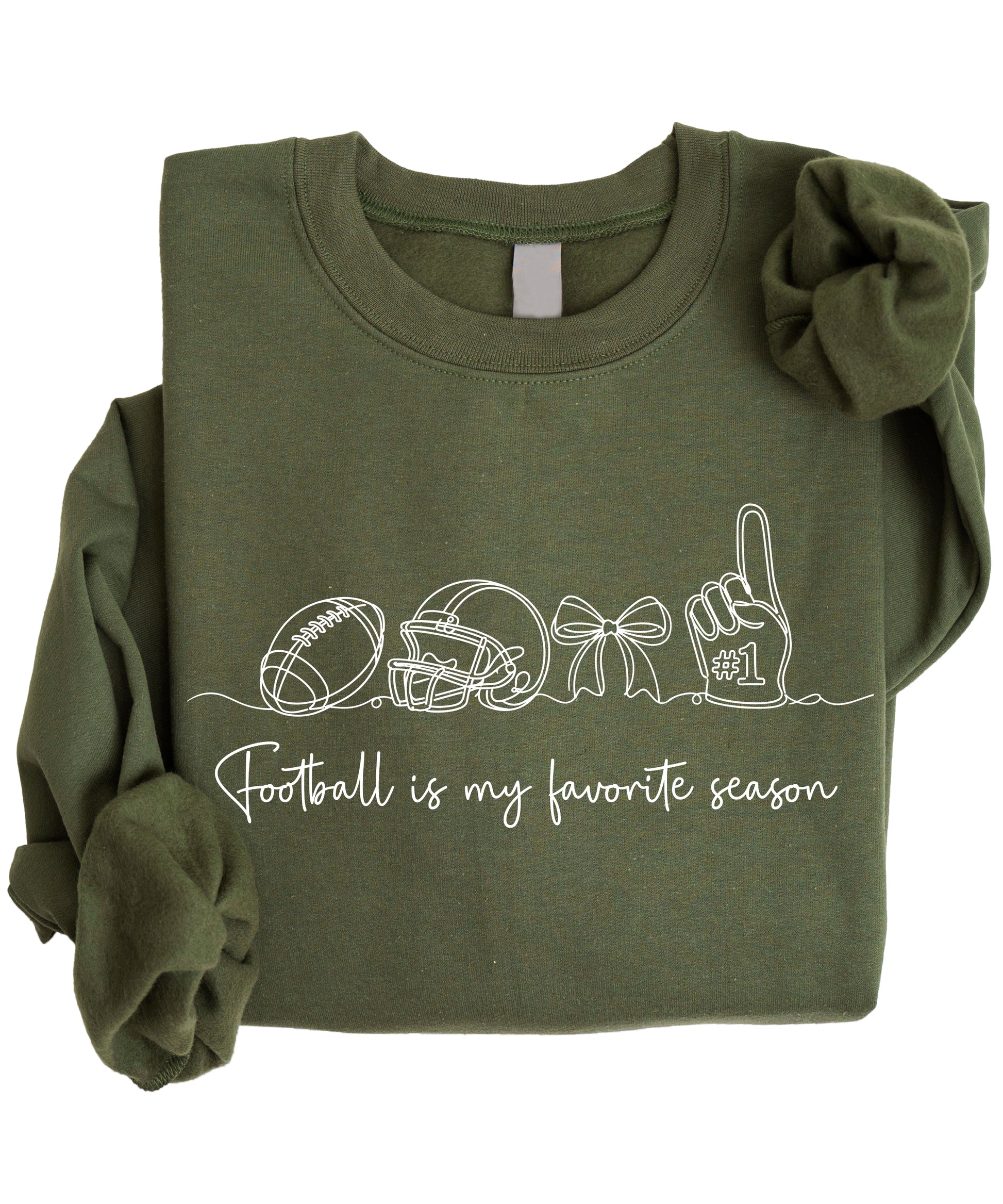 Football is My Favorite Season Army Green crewneck sweatshirt, view 3