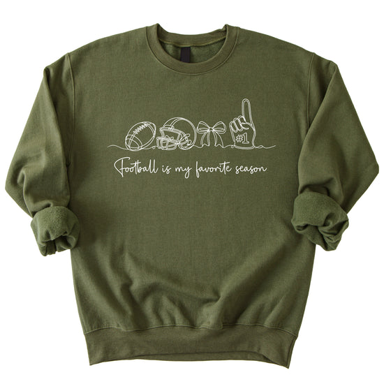 Football is My Favorite Season Army Green crewneck sweatshirt, view 7