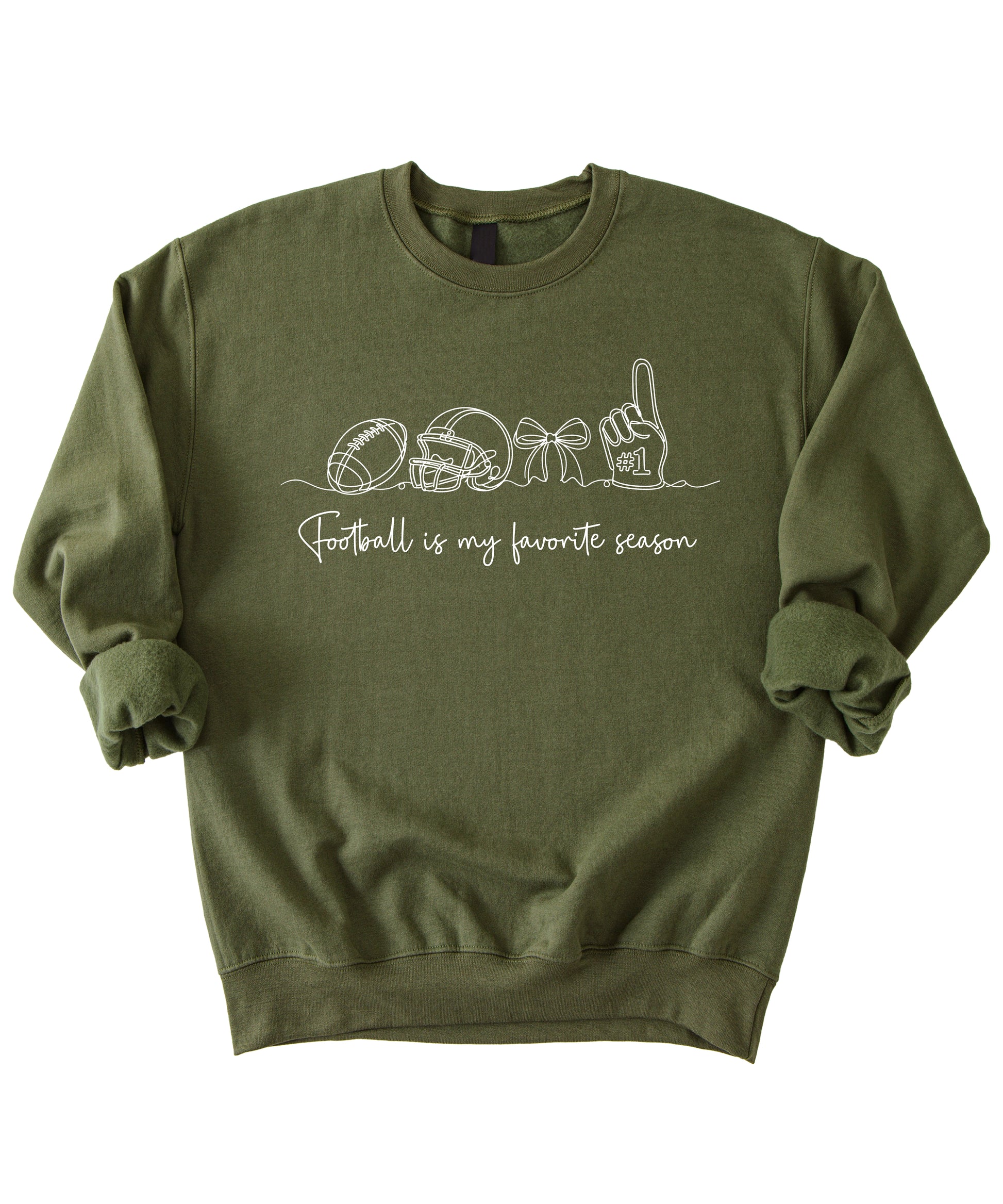 Football is My Favorite Season Army Green crewneck sweatshirt, view 7