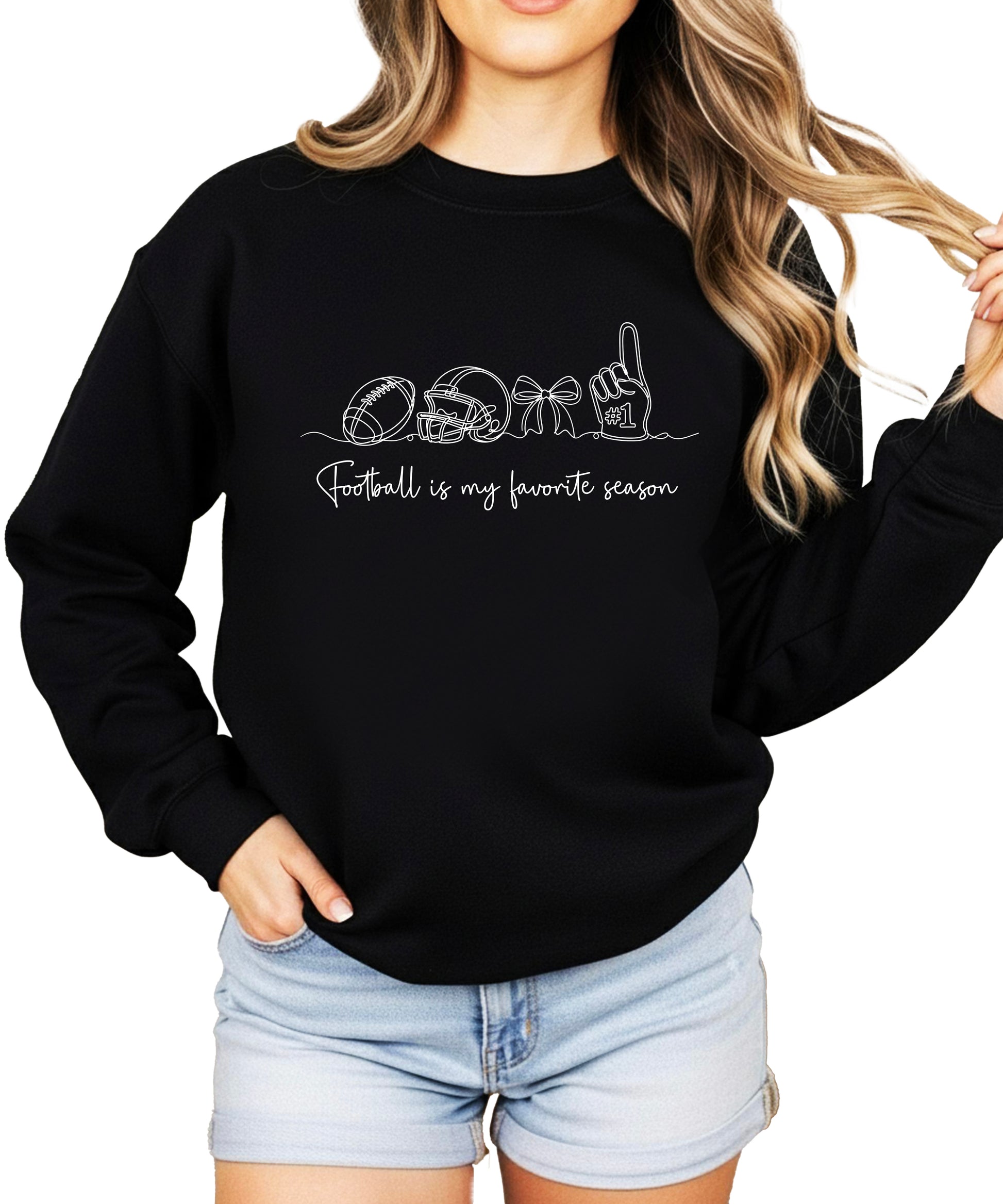 Football is My Favorite Season Black crewneck sweatshirt, view 1