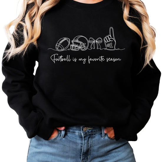 Football is My Favorite Season Black crewneck sweatshirt, view 2