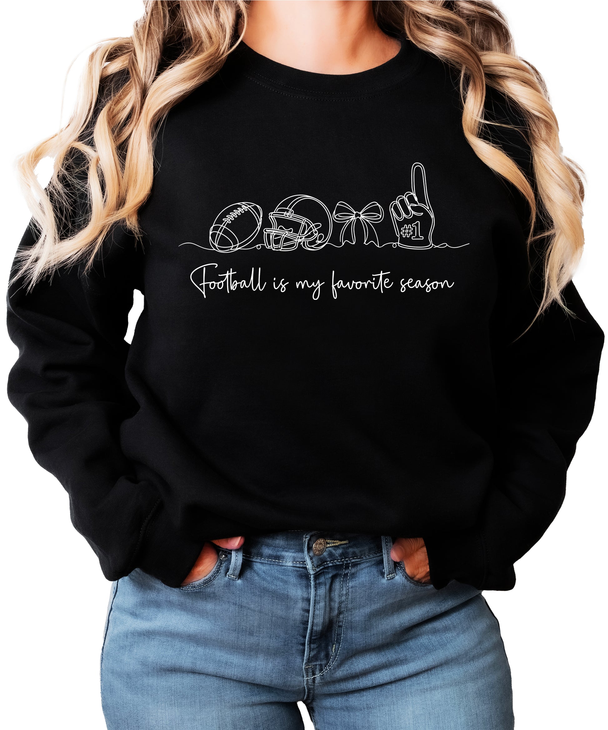 Football is My Favorite Season Black crewneck sweatshirt, view 2