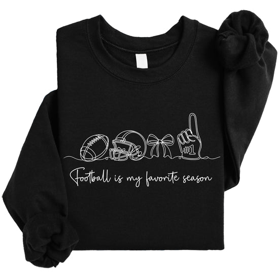 Football is My Favorite Season Black crewneck sweatshirt, view 3