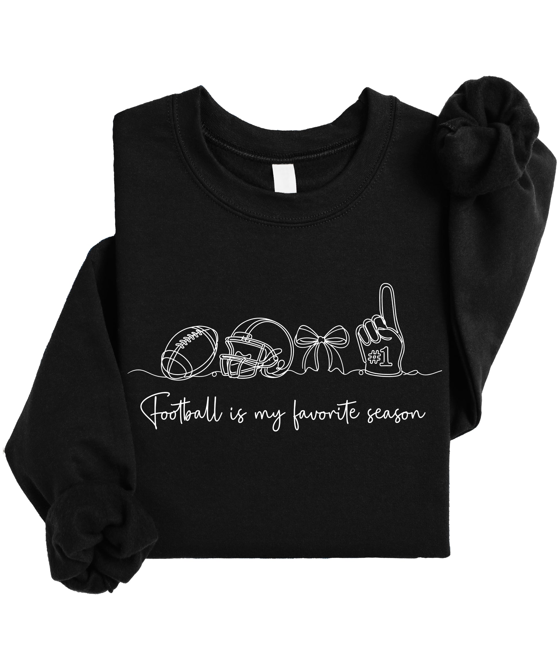 Football is My Favorite Season Black crewneck sweatshirt, view 3