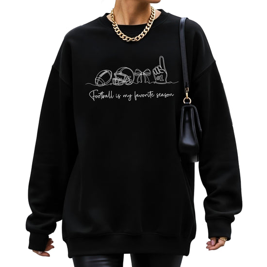 Football is My Favorite Season Black crewneck sweatshirt, view 4