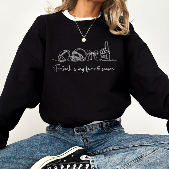 Football is My Favorite Season Black crewneck sweatshirt, view 5