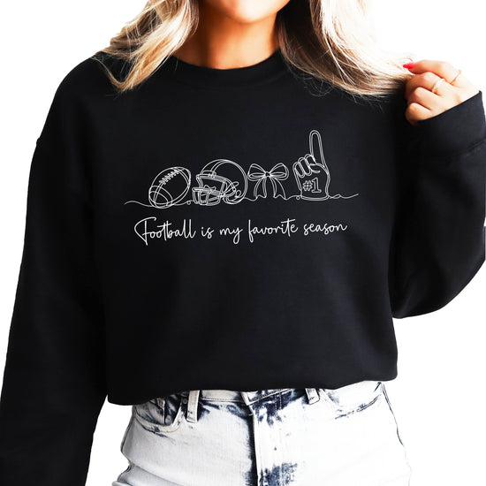 Football is My Favorite Season Black crewneck sweatshirt, view 6