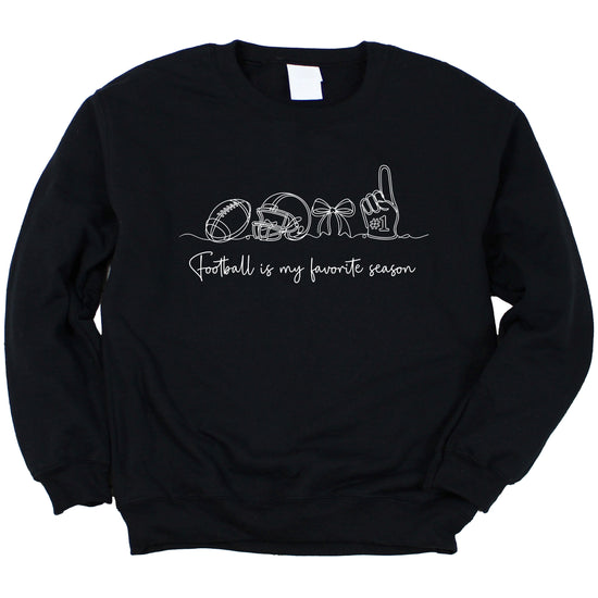 Football is My Favorite Season Black crewneck sweatshirt, view 7