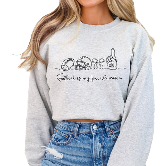 Football is My Favorite Season Gray crewneck sweatshirt, view 2