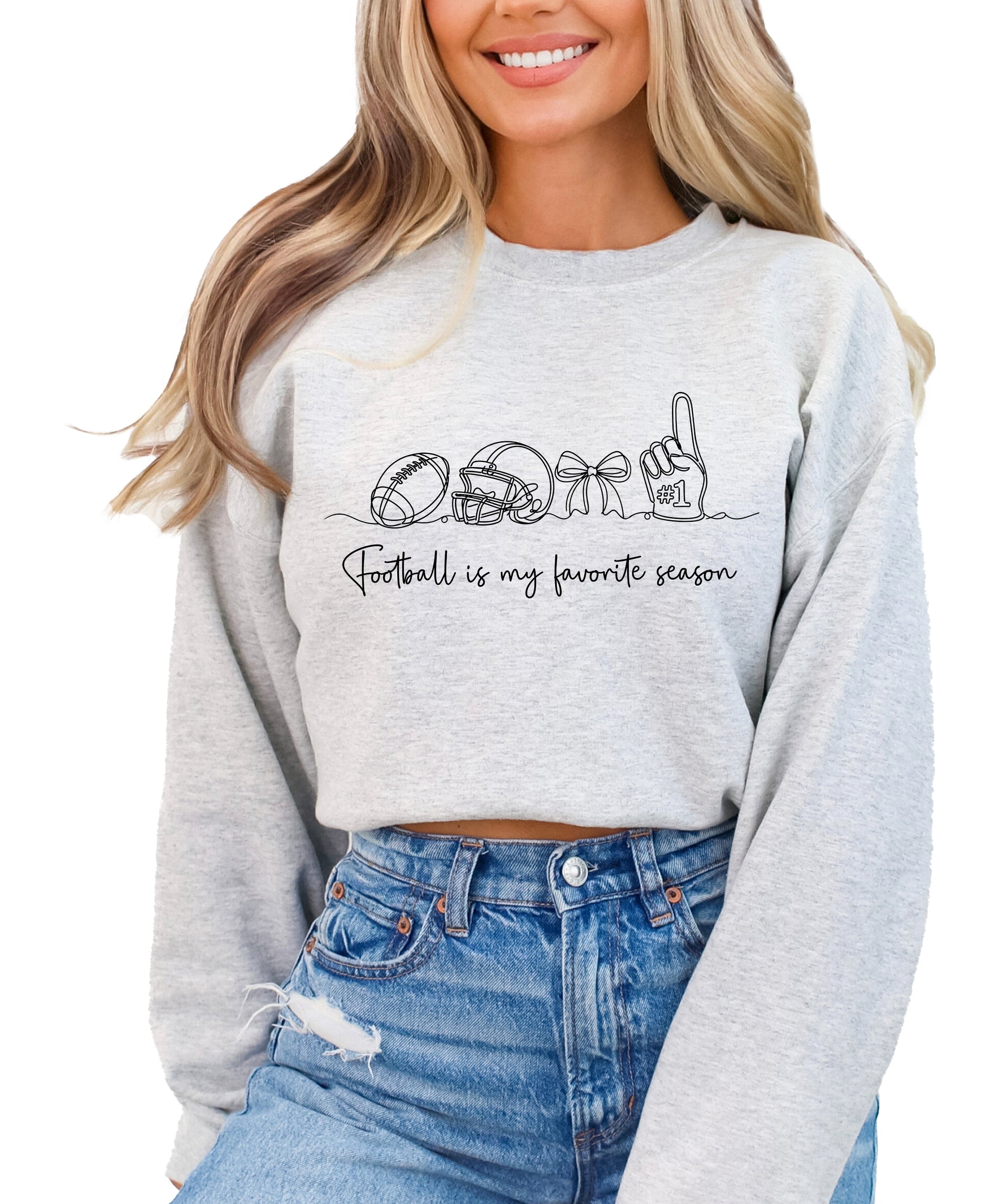 Football is My Favorite Season Gray crewneck sweatshirt, view 2