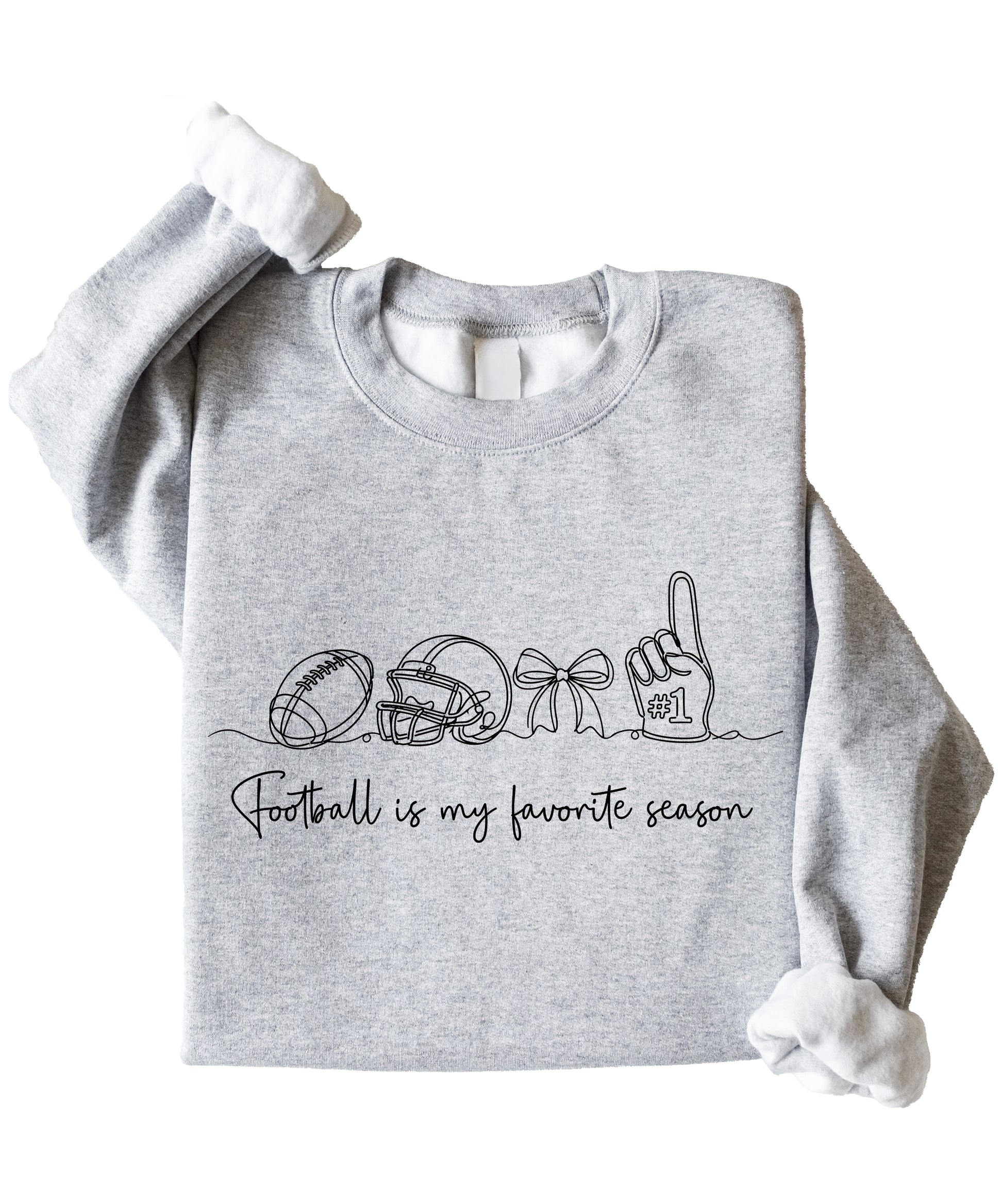Football is My Favorite Season Gray crewneck sweatshirt, view 3