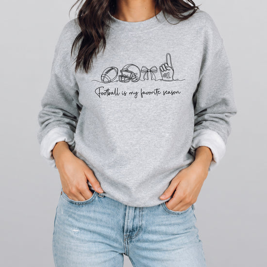 Football is My Favorite Season Gray crewneck sweatshirt, view 4