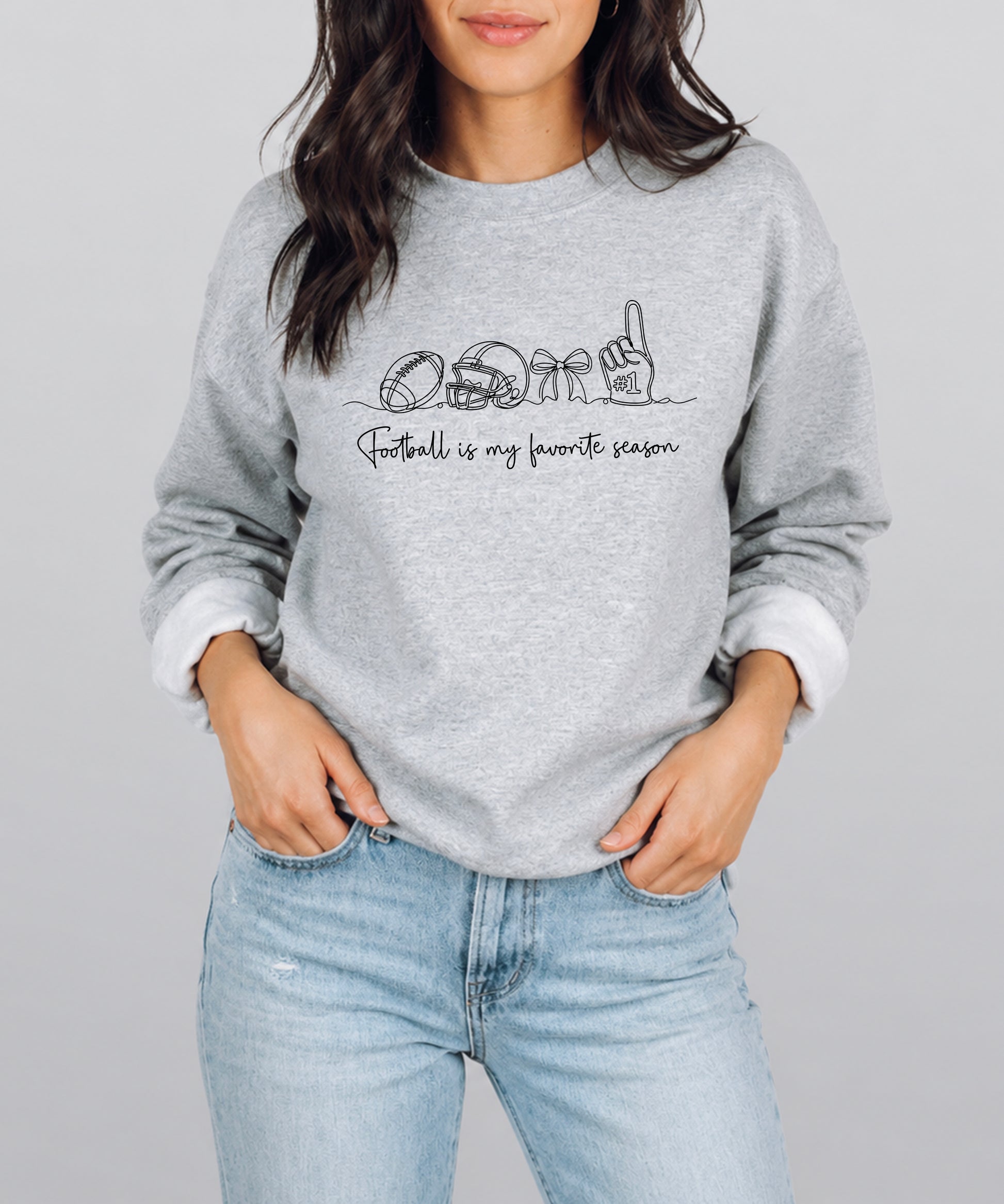 Football is My Favorite Season Gray crewneck sweatshirt, view 4