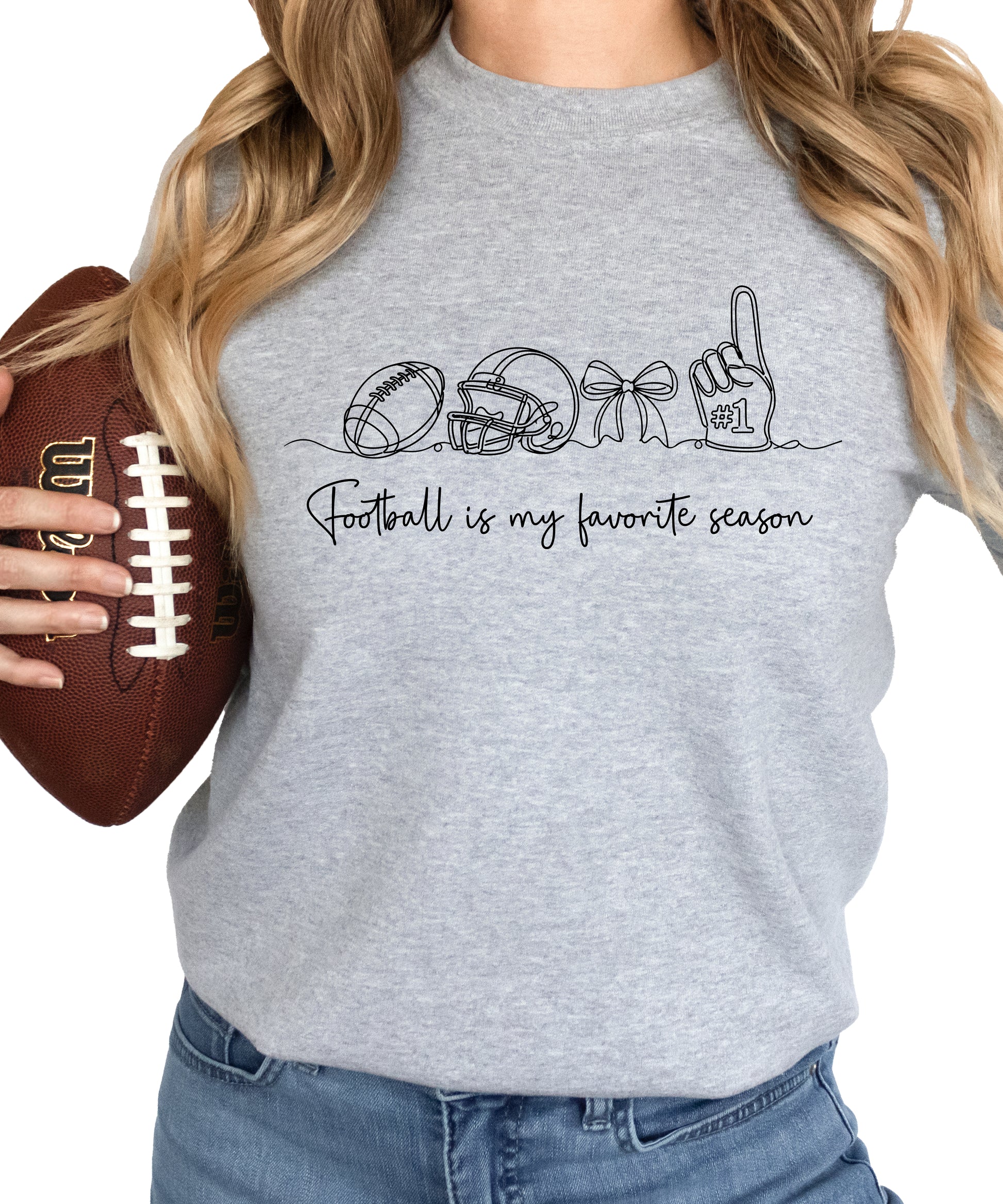 Football is My Favorite Season Gray crewneck sweatshirt, view 5