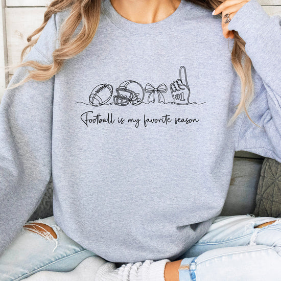 Football is My Favorite Season Gray crewneck sweatshirt, view 6