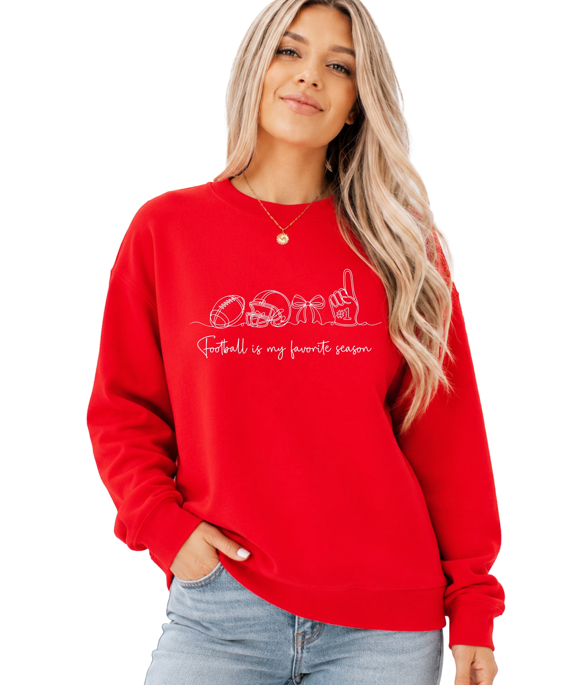 Football is My Favorite Season Red crewneck sweatshirt, view 1
