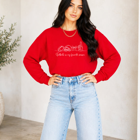 Football is My Favorite Season Red crewneck sweatshirt, view 2