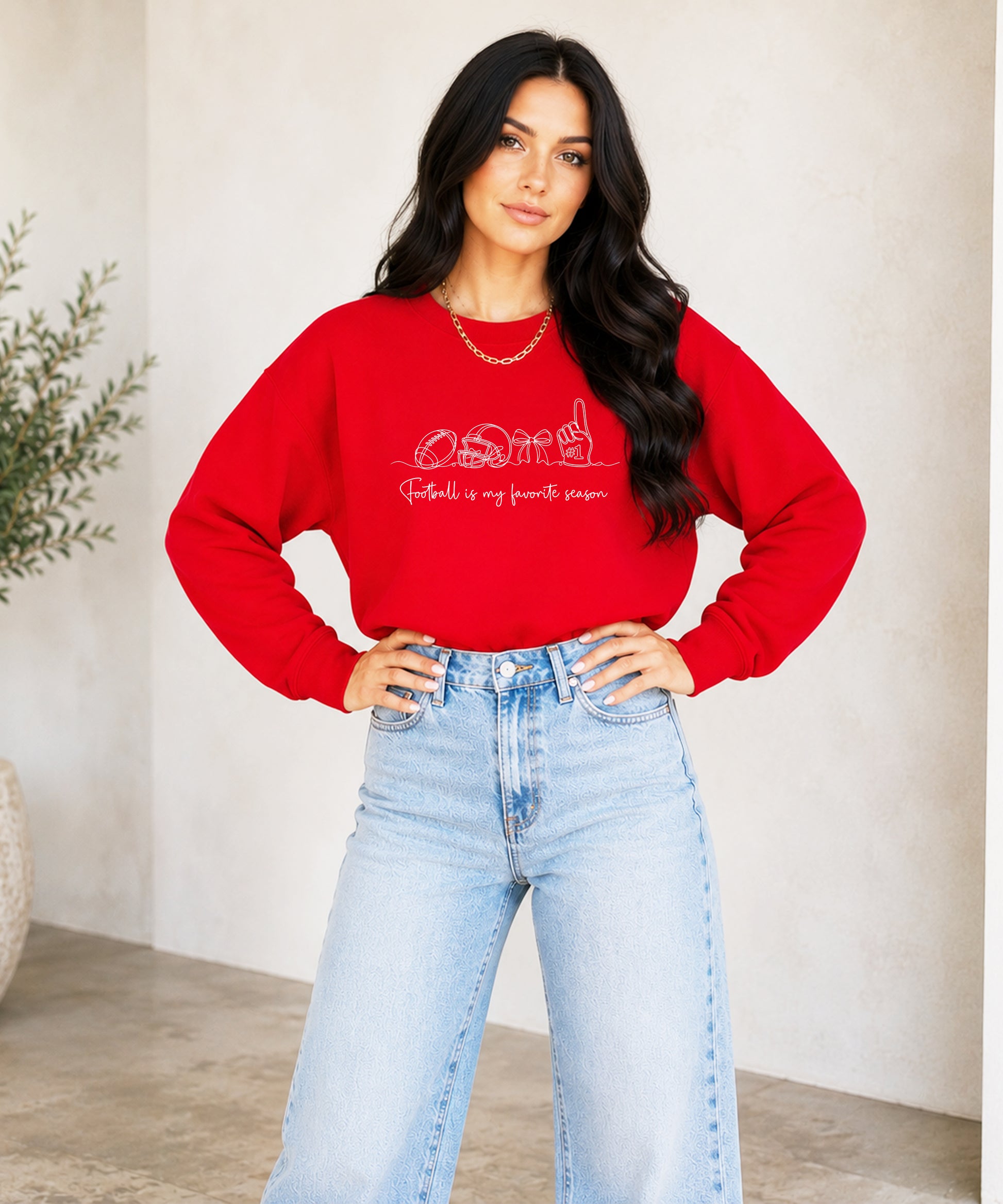 Football is My Favorite Season Red crewneck sweatshirt, view 2