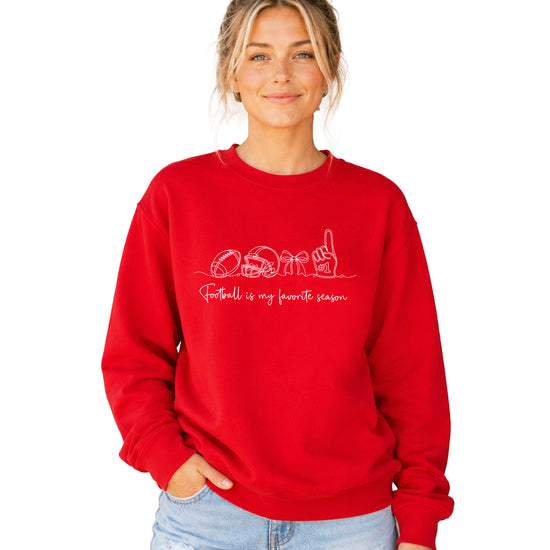 Football is My Favorite Season Red crewneck sweatshirt, view 4