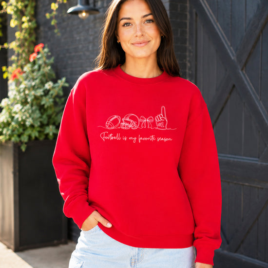 Football is My Favorite Season Red crewneck sweatshirt, view 6