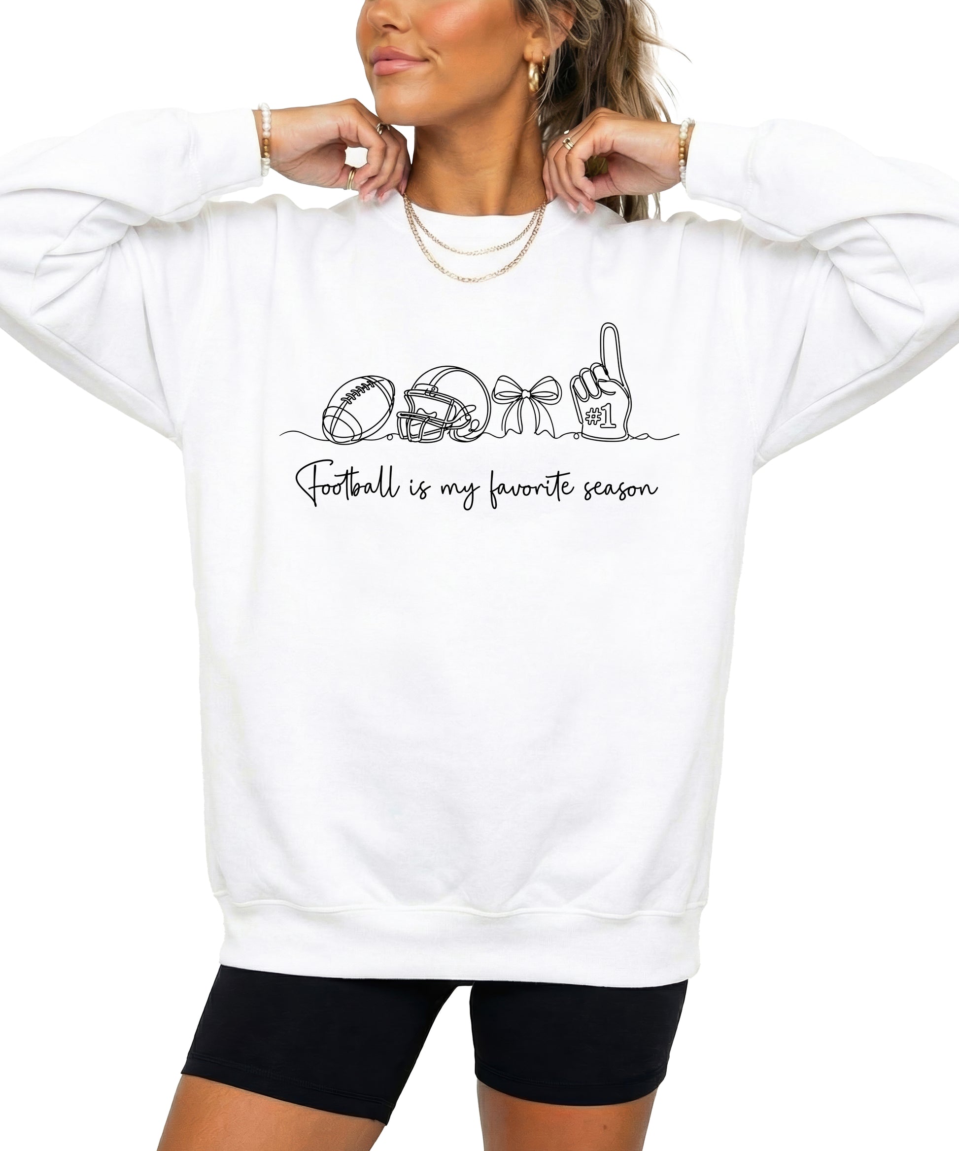 Football is My Favorite Season White crewneck sweatshirt, view 1