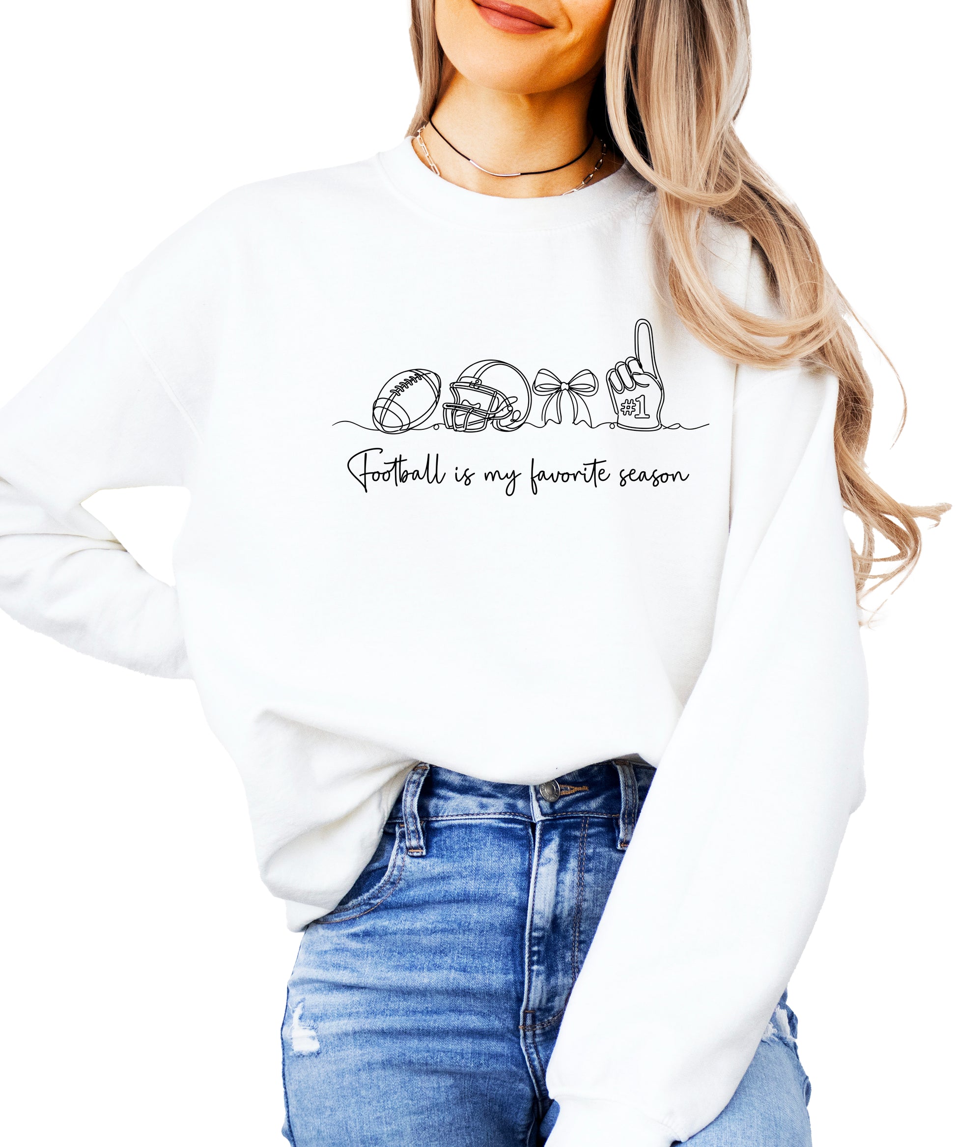 Football is My Favorite Season White crewneck sweatshirt, view 2