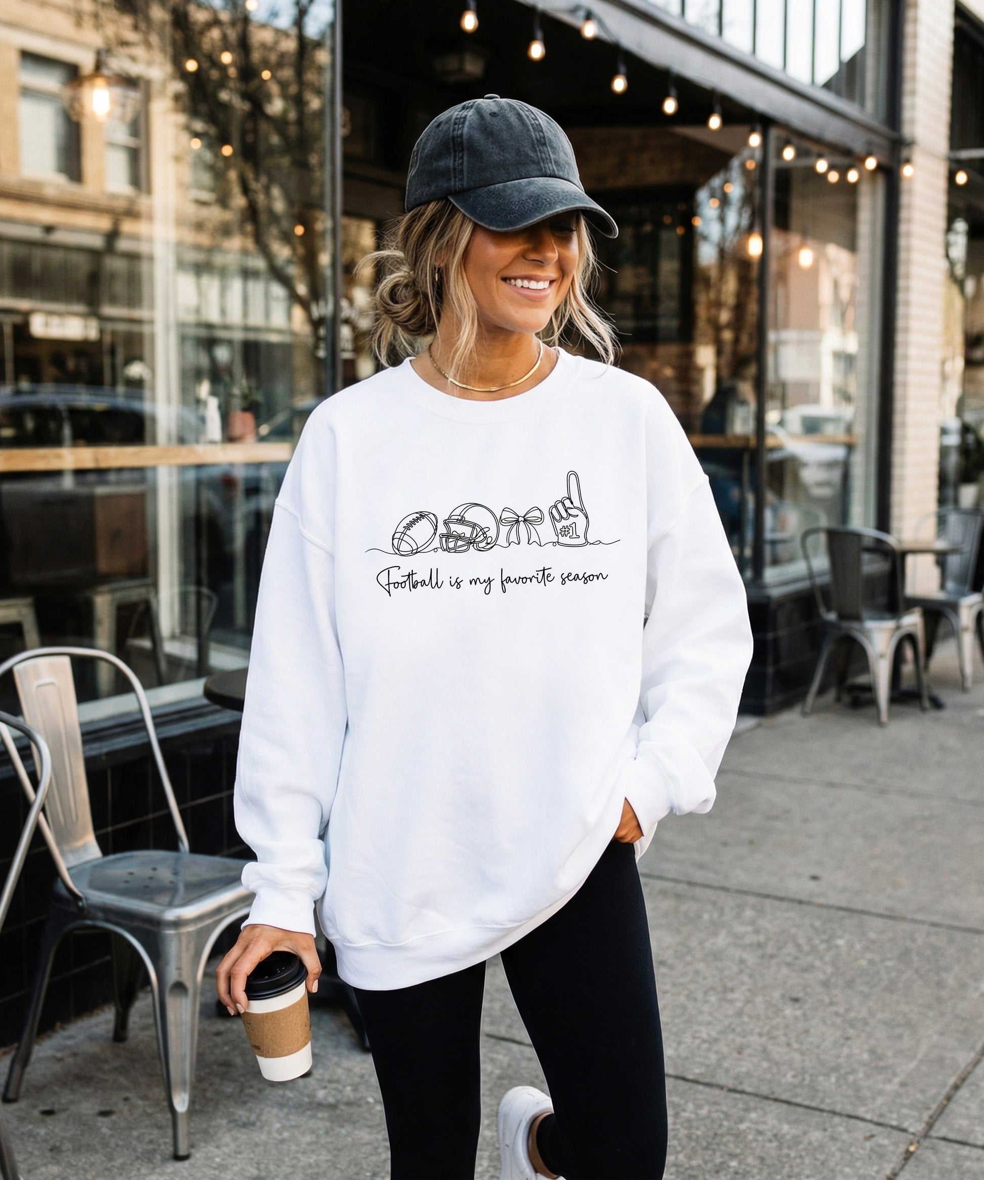 Football is My Favorite Season White crewneck sweatshirt, view 4