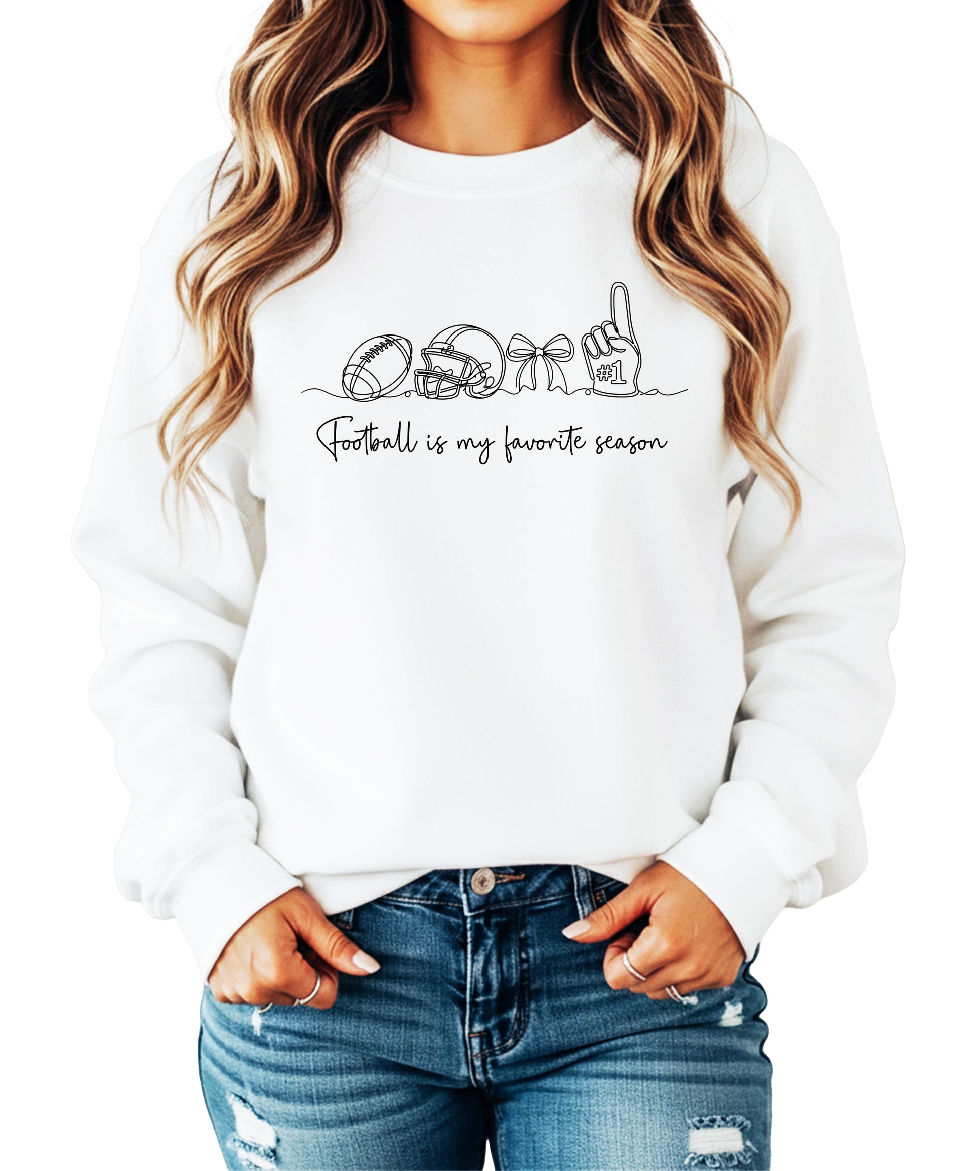 Football is My Favorite Season White crewneck sweatshirt, view 6