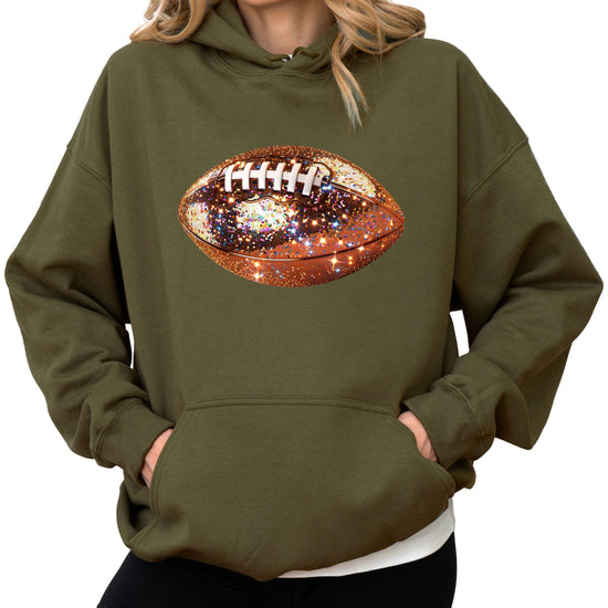 Glitter Football Hoodie - Army Green - 2