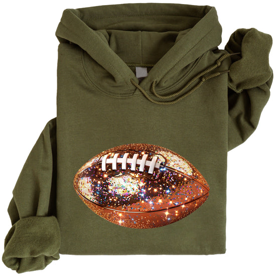 Glitter Football Hoodie - Army Green - 3