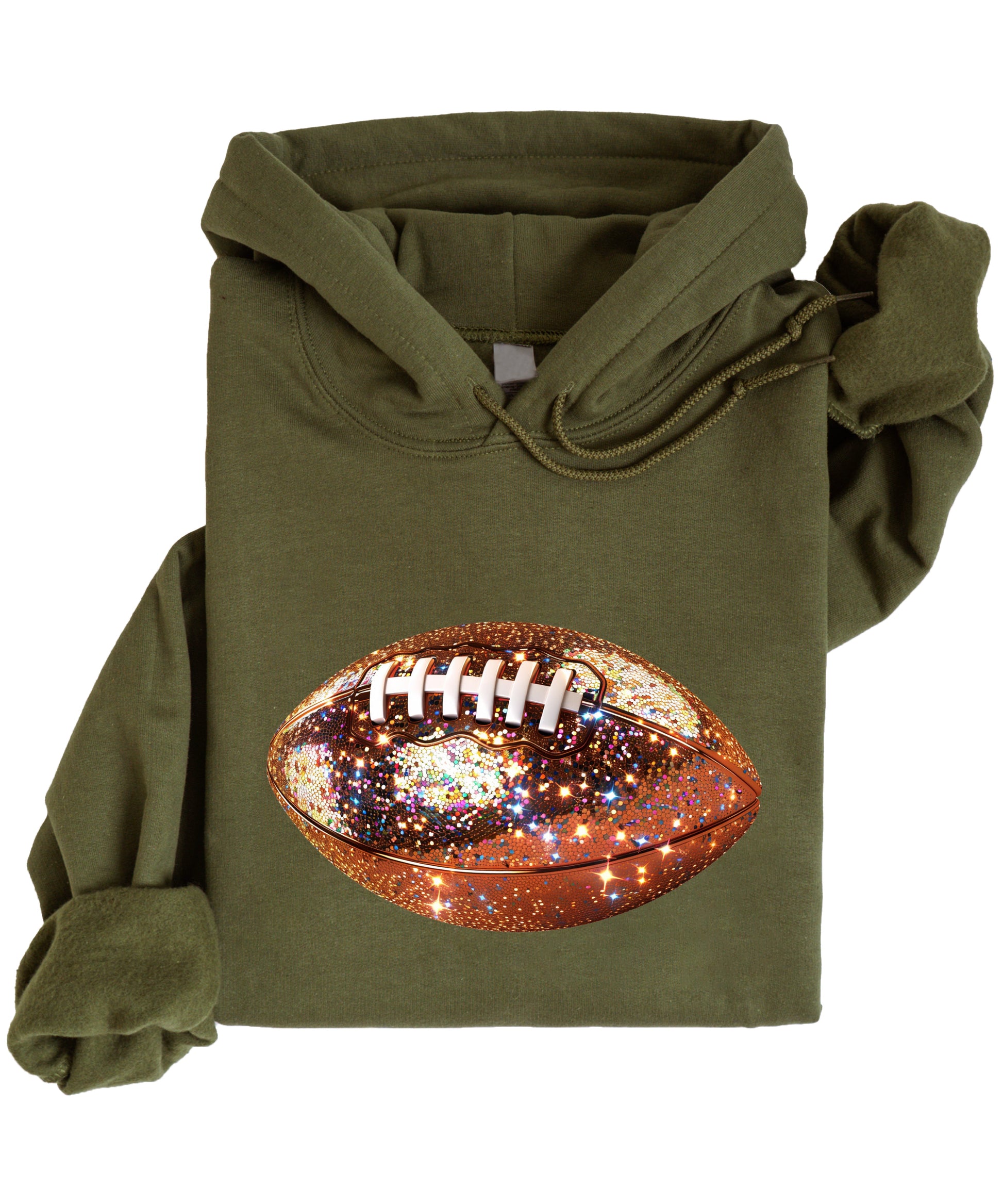 Glitter Football Hoodie - Army Green - 3