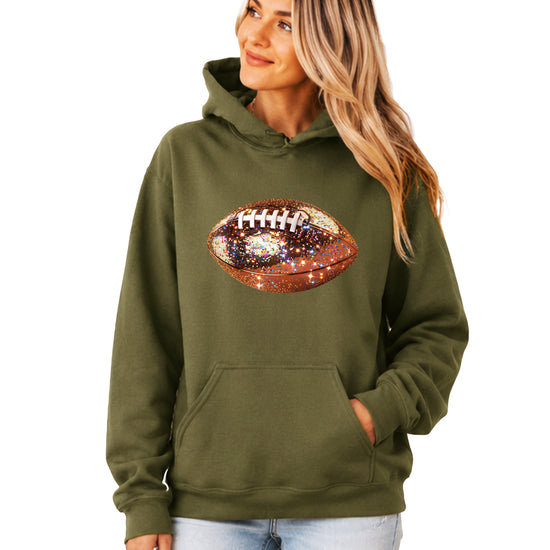 Glitter Football Hoodie - Army Green - 4