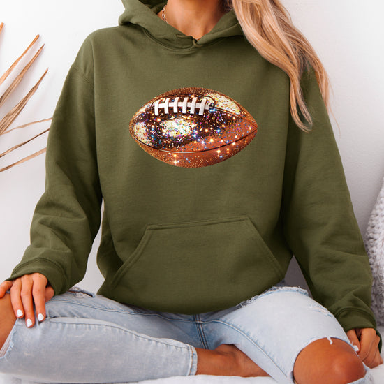 Glitter Football Hoodie - Army Green - 5