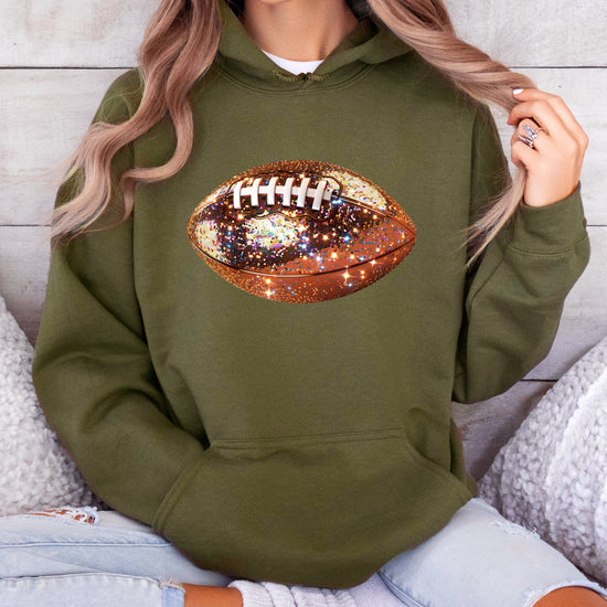 Glitter Football Hoodie - Army Green - 7