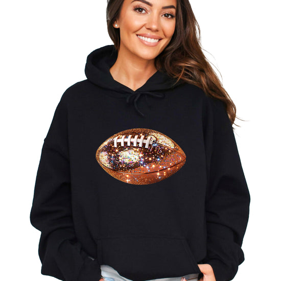 Glitter Football Hoodie - Black - 1