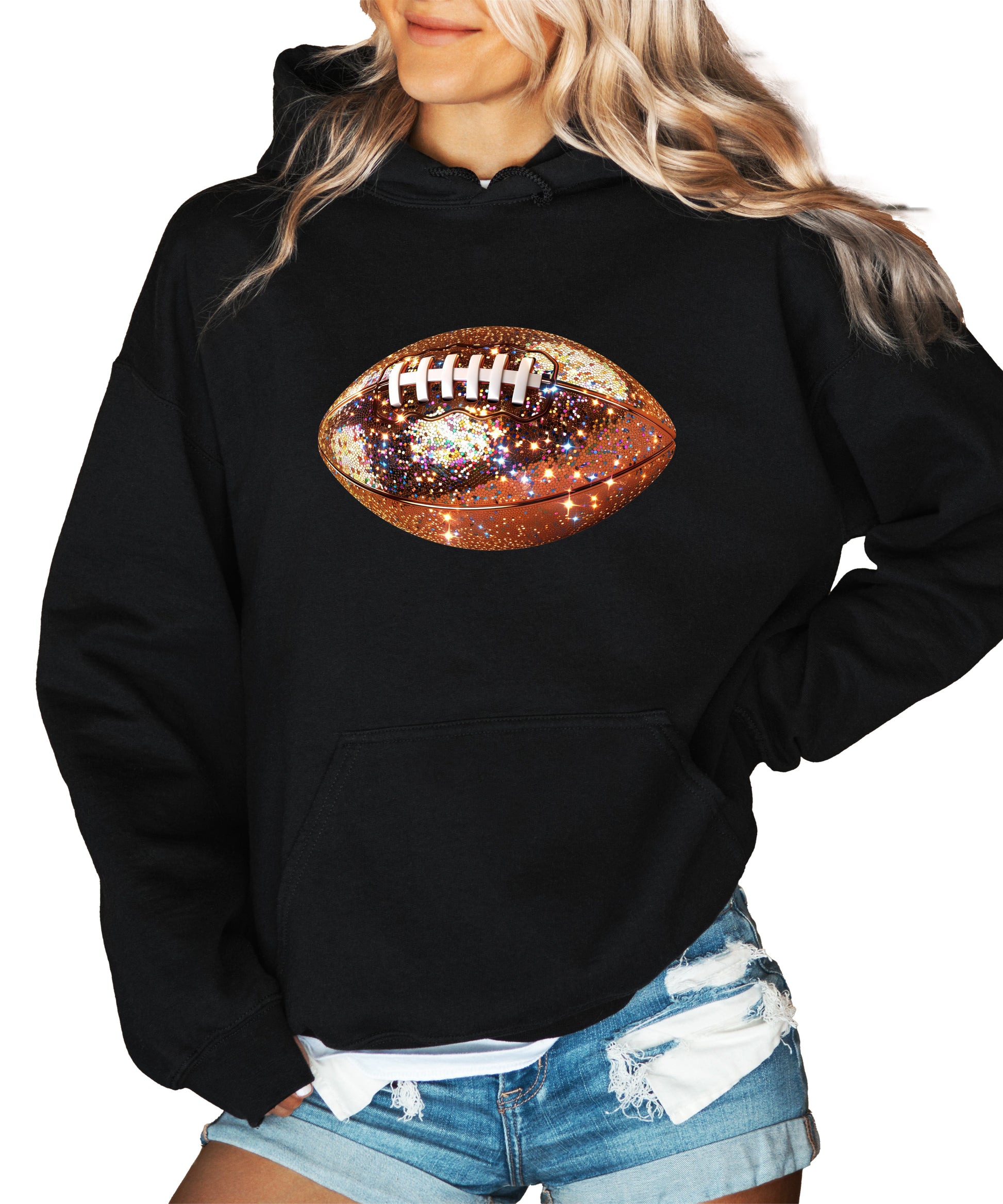 Glitter Football Hoodie - Black - 2