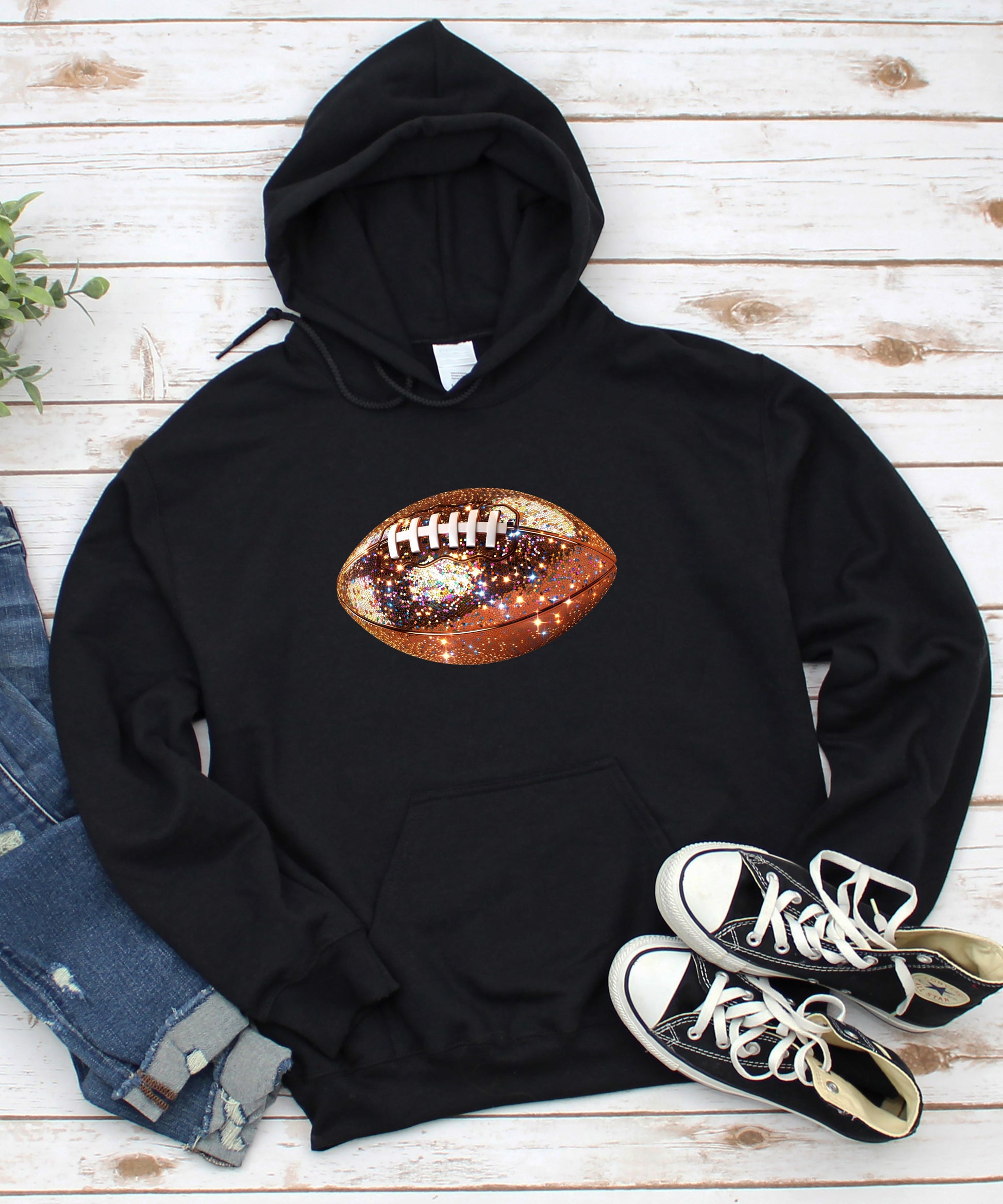 Glitter Football Hoodie - Black - 3