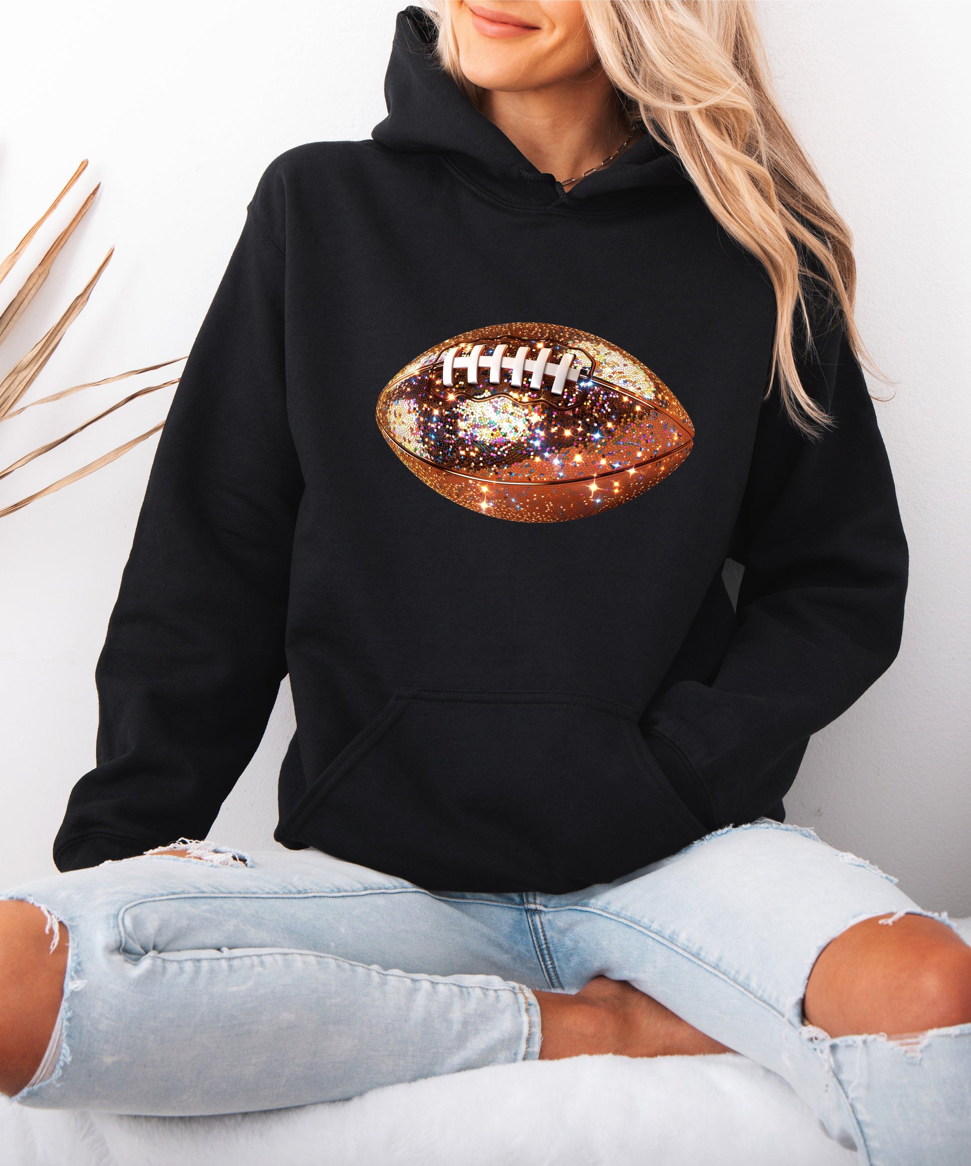 Glitter Football Hoodie - Black - 4
