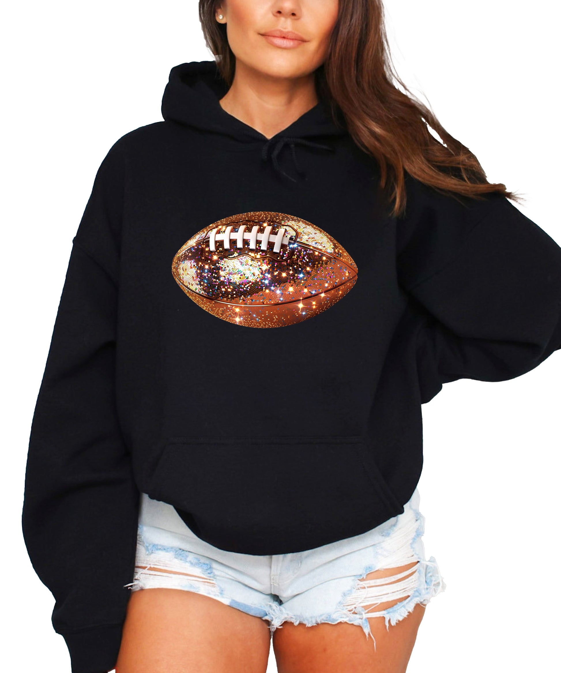 Glitter Football Hoodie - Black - 5