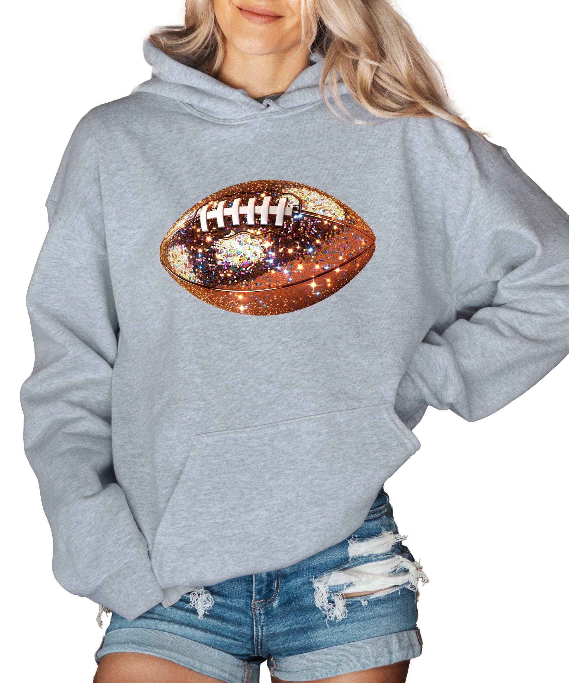 Glitter Football Hoodie - Gray - 1