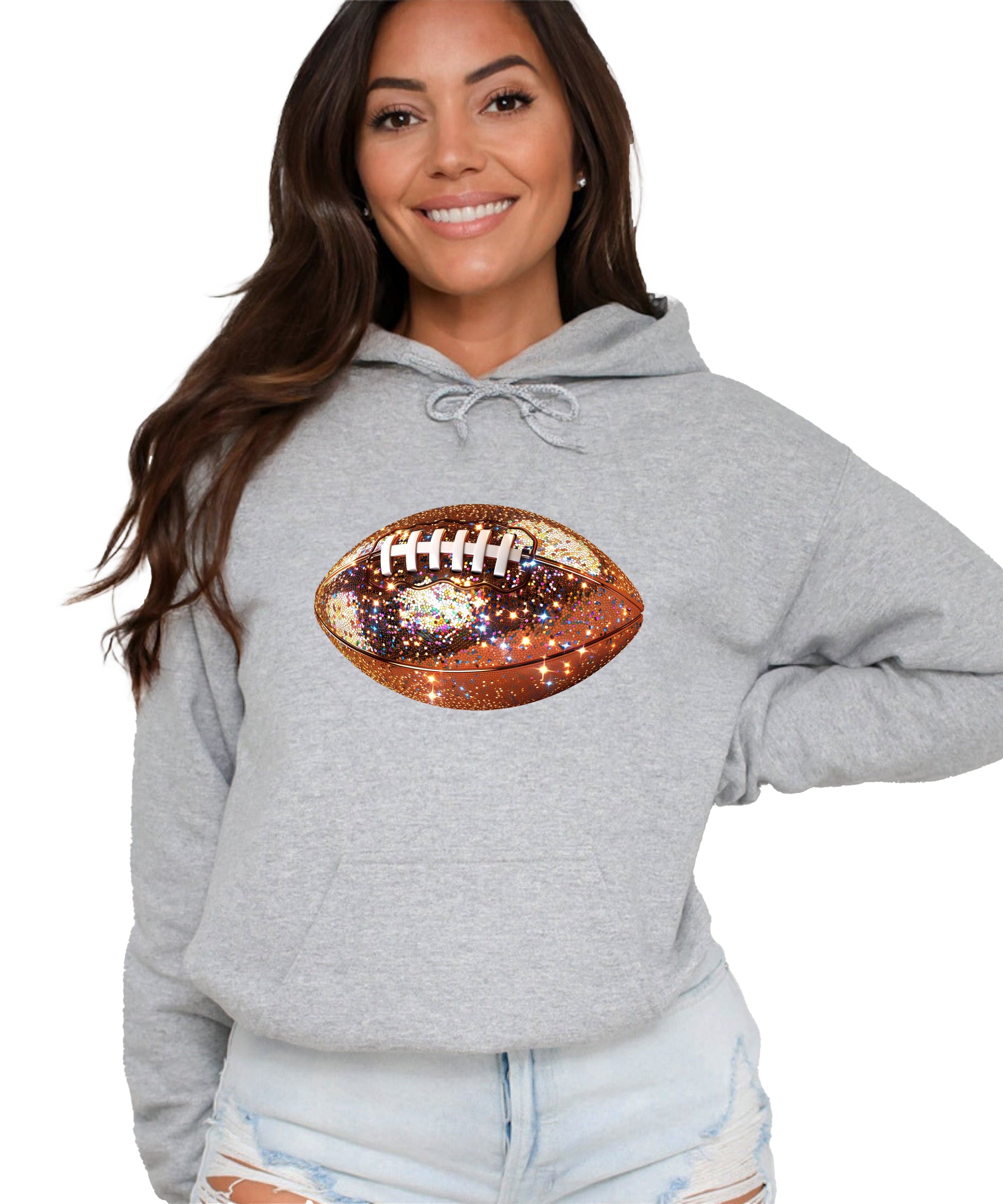 Glitter Football Hoodie - Gray - 2