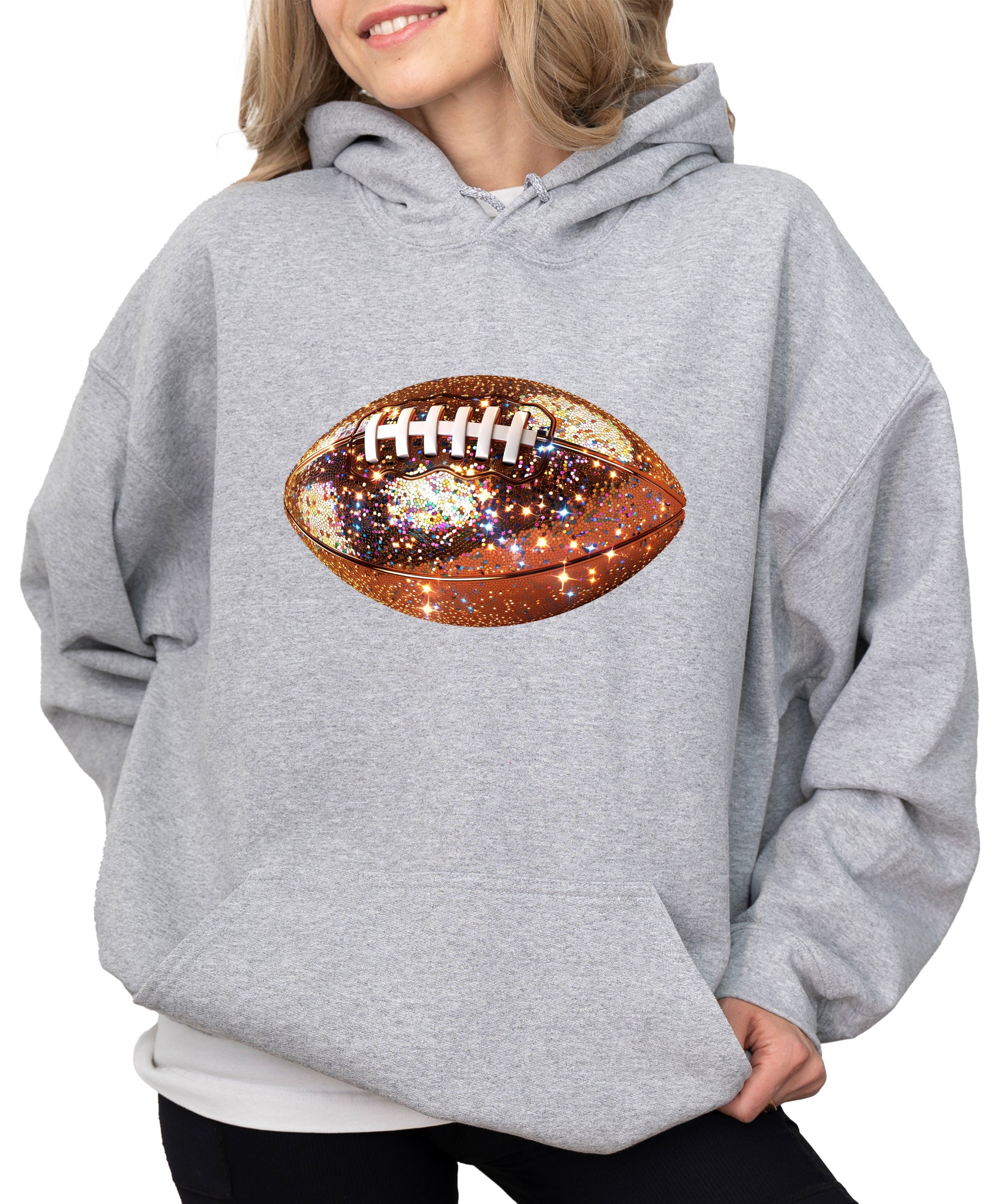 Glitter Football Hoodie - Gray - 4