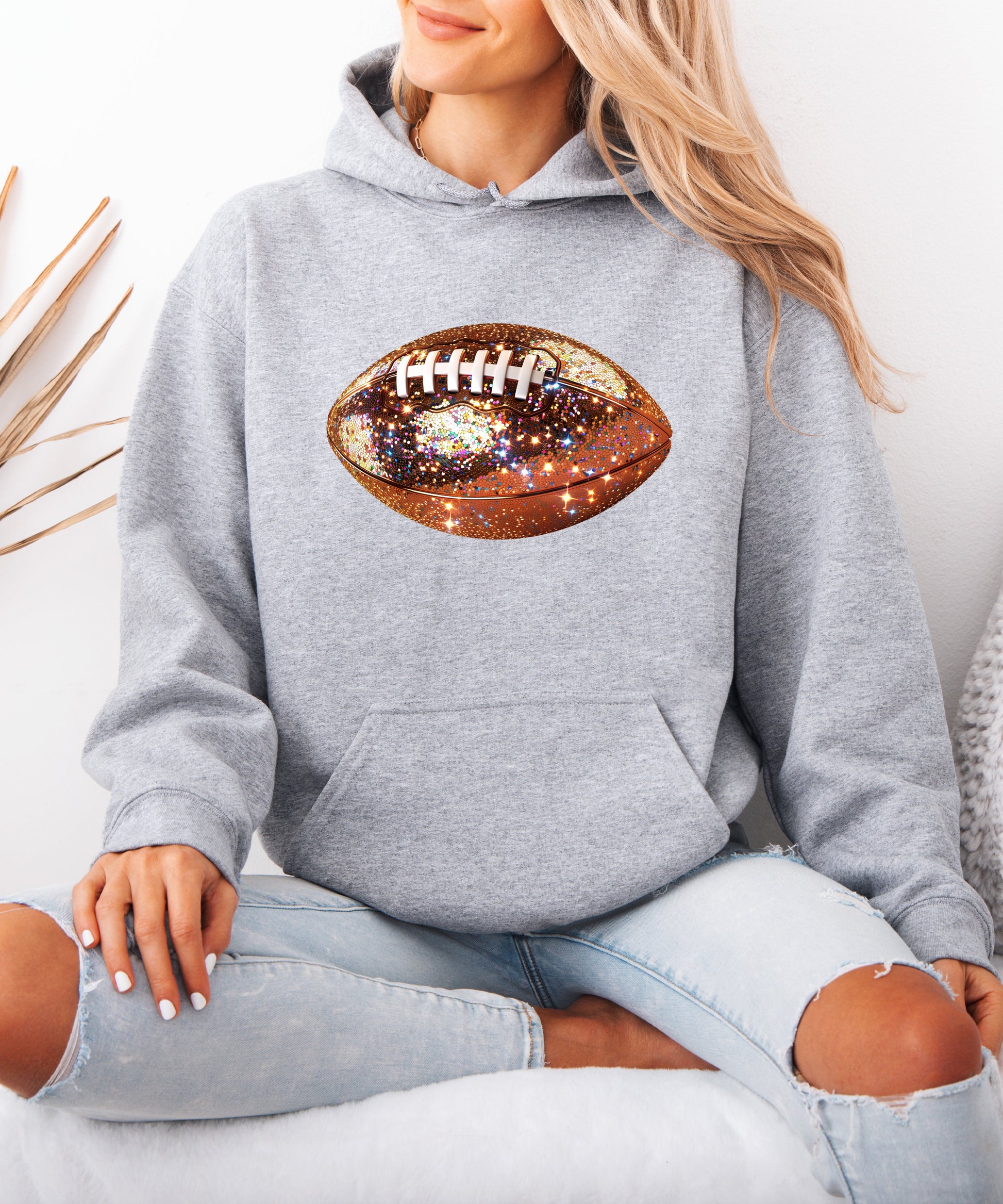 Glitter Football Hoodie - Gray - 6