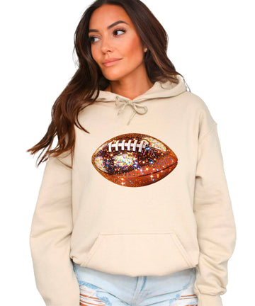 Glitter Football Hoodie - Sand - 1