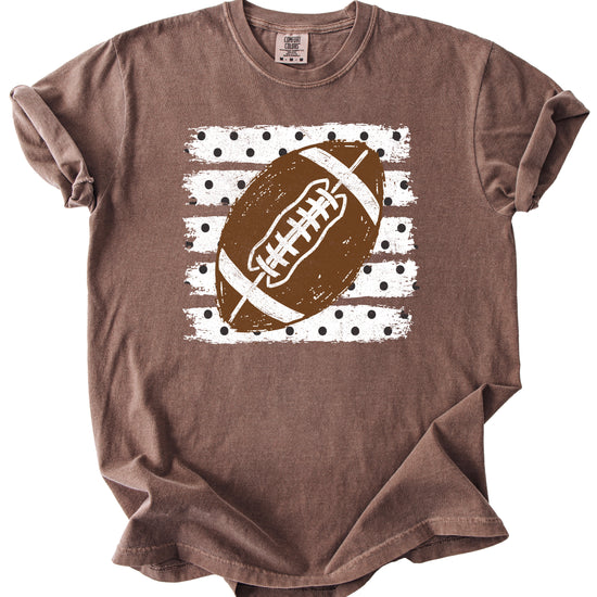 Football polka dot shirt for women, Espresso Comfort Colors tee, view 2