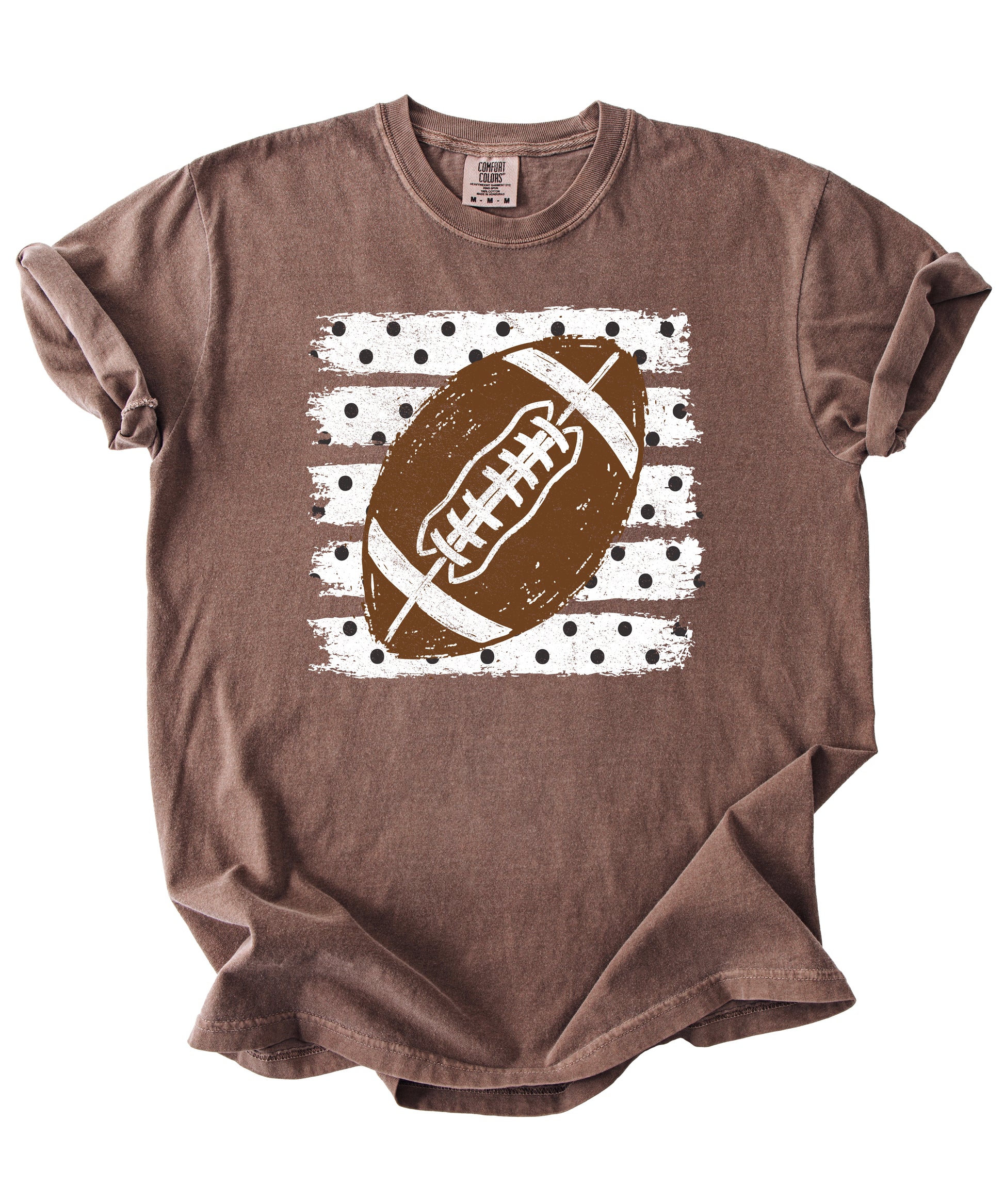 Football polka dot shirt for women, Espresso Comfort Colors tee, view 2