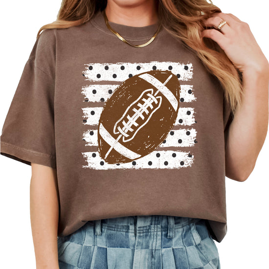 Football polka dot shirt for women, Espresso Comfort Colors tee, view 4